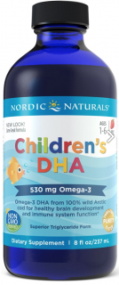 Nordic Naturals Childrens DHA, Omega 3 pro děti - jahoda, 530mg, 237 ml