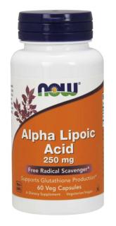 NOW Alpha Lipoic Acid (Kyselina Alfa Lipoová), 250 mg, 60 rastlinných kapsúl