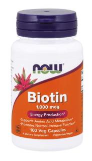 NOW Biotin, 1000 ug, 100 rastlinných kapsúl