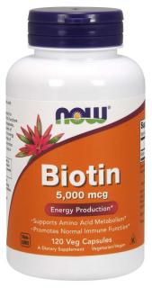 NOW Biotin, 5000 ug, 120 rastlinných kapsúl