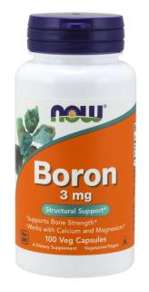 NOW Boron (bór), 3 mg, 100 kapsúl