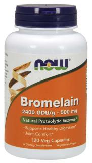 NOW Bromelaín, 500 mg, 120 rastlinných kapsúl