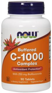 NOW Buffered Vitamin C-1000 Komplex s 250mg bioflavonoidov, PH neutrálny vitamín C, 90 tabliet