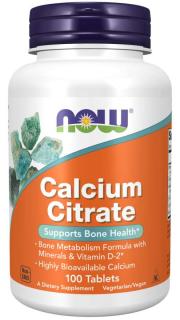 NOW Calcium Citrate with minerals & Vitamin D-2 (vápnik s minerálmi a vitamínom D2), 100 tabliet