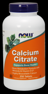 NOW Calcium Citrate with minerals & Vitamin D-2 (vápnik s minerálmi a vitamínom D2), 250 tabliet