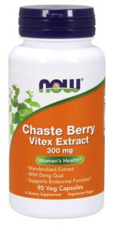 NOW Chaste Berry Vitex Extract (Drmek obyčajný), 300 mg, 90 rastlinných kapsúl