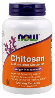 NOW Chitosan, 500 mg Plus chromium, 120 veg. kapsúl