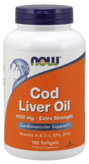 NOW Cod Liver Oil (olej z tresčej pečene), 1000 mg, 180 softgel kapsúl