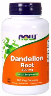 NOW Dandelion Root (Púpava koreň), 500 mg, 100 rastlinných kapsúl