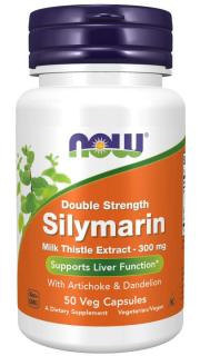 NOW Double Strength Silymarin milk thistle extract (extrakt z ostropestřce s artyčokem a pampeliškou), 300 mg, 50 rostlinných kapsúl