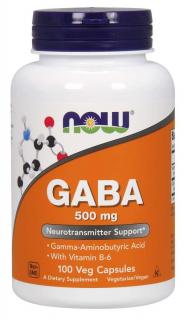 NOW GABA 500 mg + 2mg Vitamín B6 (kyselina gama aminomaslová), 100 kapsúl