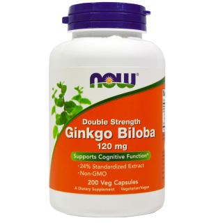 NOW Ginkgo Biloba Double Strenght, 120 mg, 200 rastlinných kapsúl