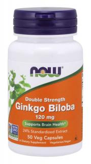 NOW Ginkgo Biloba Double Strenght, 120 mg, 50 rastlinných kapsúl