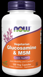 NOW Glucosamine & MSM Vegetarian (vegetariánský glukosamín a MSM), 120 rastlinných kapsúl