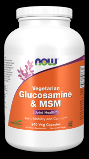 NOW Glucosamine & MSM Vegetarian (vegetariánský glukosamin a MSM), 240 rostlinných kapslí