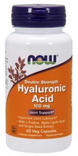 NOW Hyaluronic Acid, dvojitá sila Kyselina Hyaluronová, 100mg, 60 rastlinných kapsúl