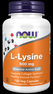 Now L-Lysine (L-lysin), 500 mg, 100 kapsúl