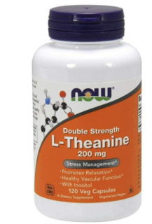 NOW L-Theanine s Inositolem Double Strength, 200 mg, 120 rastlinných kapsúl