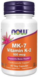 NOW MK-7 Vitamin K2, 100 mcg, 60 rastlinných kapsúl