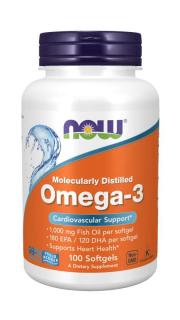NOW Omega-3, molekulárne destilované, 100 softgélových kapsúl