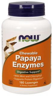 NOW Papaya Enzymes, prírodné tráviace enzýmy, 180 pastiliek