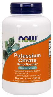 NOW Potassium Citrate (draslík ako citrát draselný), Pure powder, 340g