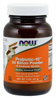 NOW Probiotic-10, probiotiká, 50 miliárd CFU, 10 kmeňov, 57g