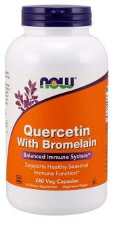 NOW Quercetin with Bromelain, Kvercetín 800 mg, 240 rastlinných kapsúl
