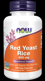 NOW Red Yeast Rice (Červená kvasnicová ryža, extrakt) 600 mg, 120 rastlinných kapsúl