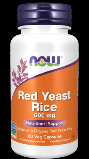 NOW Red Yeast Rice (Červená kvasnicová rýže, extrakt) 600 mg, 60 rostlinných kapslí