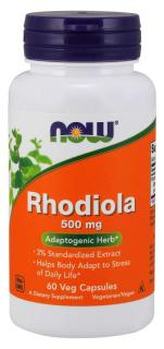 NOW Rhodiola rosea (Rozchodnica ružová), 500 mg, 60 rastlinných kapsúl