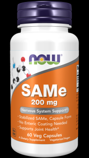 NOW SAMe (S-adenosylmethionin), 200 mg, 60 rostlinných kapslí