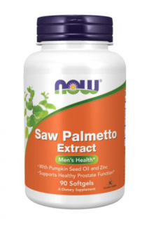 NOW Saw Palmetto, Serenoa plazivá extrakt + tekvicový olej a zinok, 80 mg, 90 softgel kapsúl