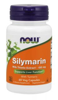 NOW Silymarin with Turmeric (extrakt z pestreca s kurkumou), 150 mg, 60 rastlinných kapsúl