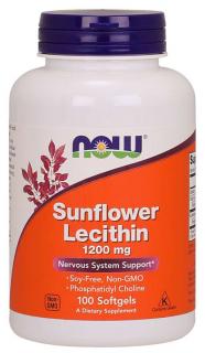 NOW Sunflower Lecithin (slnečnicový lecitín), 1200 mg, 100 softgélových kapsúl