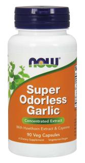 NOW Super Odorless Garlic (cesnakový extrakt bez zápachu), 90 rastlinných kapsúl