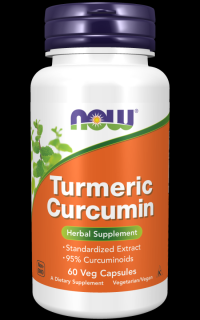 NOW Turmeric Curcumin, kurkumin standardizovaný extrakt, 60 rostlinných kapslí