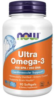 NOW Ultra omega-3, 250 DHA/500 EPA, 90 softgelových kapsúl