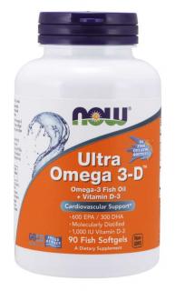 NOW Ultra omega-3 s vitamínom D, 300 DHA / 600 EPA, 90 softgélových kapsúl