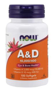 NOW Vitamín A & D, 10000/400 IU, 100 softgélových kapsúl