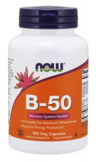 NOW Vitamin B-50 Complex, 100 rastlinných kapsúl