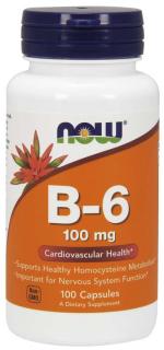 NOW Vitamín B6 Pyridoxin, 100mg, 100 kapsúl