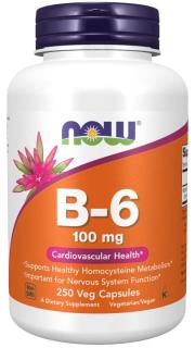 NOW Vitamín B6 Pyridoxin, 100mg, 250 kapsúl