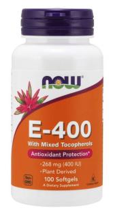 NOW Vitamín E 400 IU s tokoferolmi, 100 softgélových kapsúl