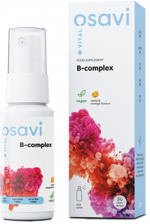 Osavi B-complex With Orange Flavour Oral Spray, B-complex ústní sprej s příchutí pomeranče, 25 ml  Výživový doplnok