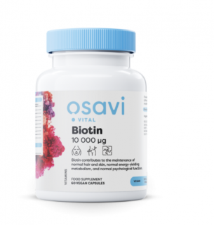 Osavi Biotin Extra Strength, 10 mg, 60 rostlinných kapslí