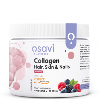 Osavi Collagen Hair, Skin & Nails, Wild berry, kolagen prášek zdravé vlasy, pleť a nehty, lesní plody, 150 g  Výživový doplnok