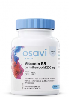 Osavi Vitamin B5, Kyselina pantothenová, 200 mg, 90 rostlinných kapslí  Výživový doplnok