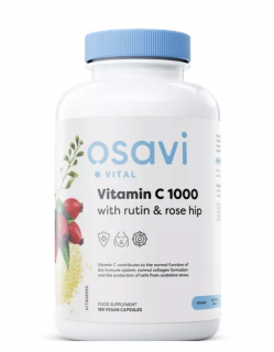 Osavi Vitamin C with Rutin a Rose Hip, 1000 mg Vitamín C s Rutinem a Šípkem, 180 vegan kapslí  Výživový doplnok