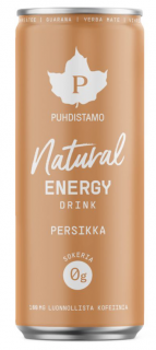 Puhdistamo Natural Energy Drink Peach, Energetický drink, Broskev, 330 ml